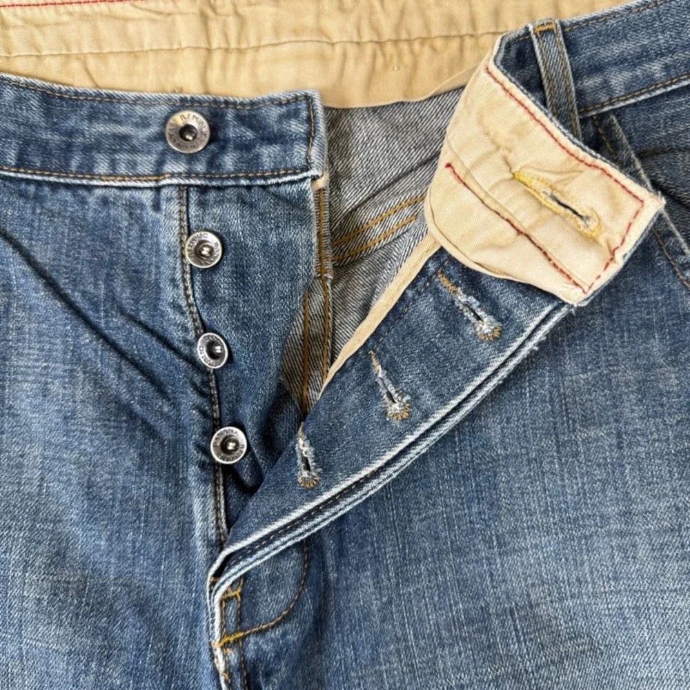 Banana Republic Utility Jeans Mens 35x30 Medium Wash Blue Cotton Button Fly